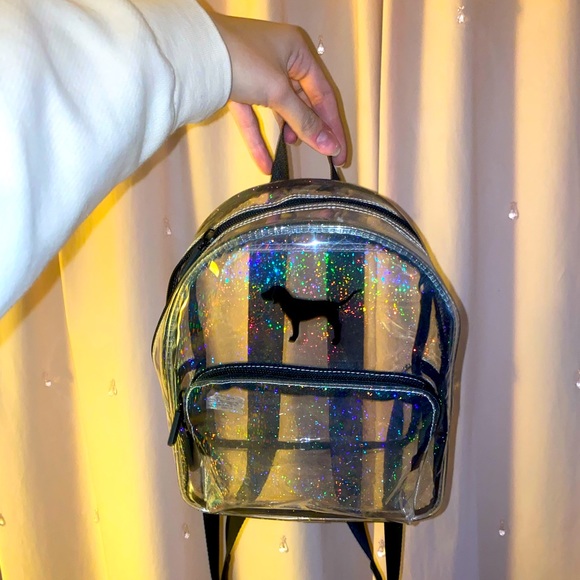 PINK brand CLEAR fluorescent Backpack